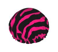 Cuffia da doccia zebrata con stampa leopardata rosa - Doppio strato traspirante, cinturino elastico regolabile, durevole hotel viaggio essenziale