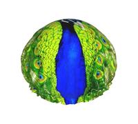 Cuffia da donna con stampa di pavone blu, riutilizzabile, impermeabile, a doppio strato, con fascia elastica, taglia unica