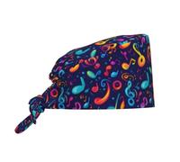 Cuffia da donna e da uomo, comoda, morbida, colorata, con stampa di note musicali, regolabile, da lavoro, per infermiere, chirurgiche, per donne e uomini, con fascia per il sudore