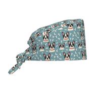 Cuffia da donna e uomo, comoda, morbida, con stampa di bulldog francese, 1 berretto da lavoro regolabile, cappello da infermiere, cappellini chirurgici per donne e uomini, con fascia per il sudore