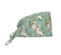Cuffia da donna e uomo, comoda, morbida, con stampa di gabbiano sul fiume, regolabile, da lavoro, per infermiere, chirurgiche, con fascia per il sudore, colore nero