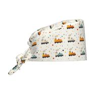 Cuffia da donna e uomo, morbida, comoda, regolabile, colorata, con stampa di treno dei cartoni animati, cappello da lavoro, per infermiere, chirurgici, per donne e uomini, con fascia per il sudore