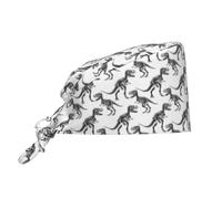 Cuffia da donna e uomo, morbida, comoda, regolabile, con stampa di teschi di dinosauro, cappello da lavoro, per infermiere, chirurgici, per donne e uomini, con fascia per il sudore