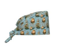 Cuffia da donna e uomo, morbida e comoda, regolabile, per nuoto, con stampa carina, cappellino da lavoro, per infermiere, chirurgici, per donne e uomini, con fascia per il sudore, colore nero