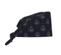 Cuffia da donna e uomo, morbida e confortevole, regolabile, con testa di lupo dorata, con stampa di testa di lupo, cappello da infermiera, per donne e uomini, con fascia per il sudore