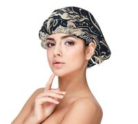 Cuffia da donna in morbido raso, con stampa Mystic Whispers, regolabile e traspirante, per capelli lunghi, ideale per andare a letto, cura dei capelli e dormire comodamente, nero, taglia unica