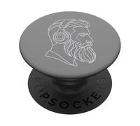 Cuffia da gioco barbuta profilo profilo linea art PopSockets PopGrip Adesivo
