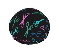 Cuffia da impermeabile a forbice da parrucchiere colorata con orlo elasticizzato Design reversibile per Cuffia da notte per tutte le lunghezze di capelli