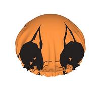 Cuffia da impermeabile Black Cat Orange, Cuffia elastica per capelli da bagno Protezione ambientale Cuffia da bagno per capelli, Doppio strato impermeabile Cappello da da bagno