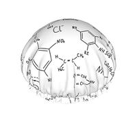 Cuffia da impermeabile con formula chimica disegnata a mano, Cuffia elastica per capelli da bagno Cuffia da bagno per capelli con protezione ambientale, Doppio strato impermeabile Cappello da