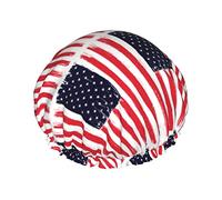 Cuffia da impermeabile con geometria della bandiera americana, cuffia elastica per capelli da bagno Protezione ambientale Cuffia da bagno per capelli, doppio strato impermeabile Cappello da d