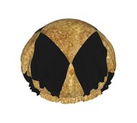 Cuffia da impermeabile con mosaico in oro antico nero con diamanti arlecchino, cuffia per capelli da bagno elastica Cuffia da bagno per capelli con protezione ambientale, doppio strato imperm