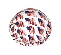Cuffia da impermeabile con motivi geometrici multipli della bandiera americana, cuffia elastica per capelli da bagno Cuffia da bagno per capelli con protezione ambientale, doppio strato imper
