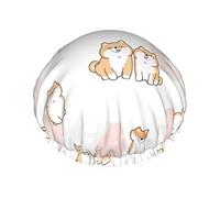 Cuffia da impermeabile con motivo cane e fragola, cuffia elastica per capelli da bagno Cuffia da bagno per capelli con protezione ambientale, doppio strato impermeabile Cappello da per