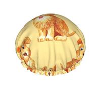 Cuffia da impermeabile con motivo cane marrone, cuffia elastica per capelli da bagno Cuffia da bagno per capelli con protezione ambientale, doppio strato impermeabile Cappello da d