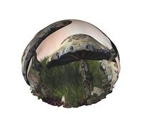 Cuffia da impermeabile con paesaggio della foresta delle fiabe incantate, cuffia per capelli da bagno elastica Cuffia da bagno per capelli con protezione ambientale, doppio strato impermeabil