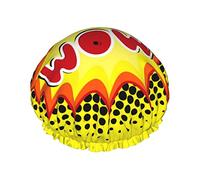 Cuffia da impermeabile con sfondo colorato comico, cuffia elastica per capelli da bagno Protezione ambientale Cuffia da bagno per capelli, doppio strato impermeabile Cappello da da bag