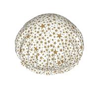 Cuffia da impermeabile con stelle glitter oro, cuffia elastica per capelli da bagno Cuffia da bagno per capelli con protezione ambientale, doppio strato impermeabile Cappello da per il