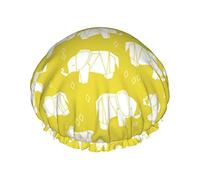 Cuffia da impermeabile gialla elefante origami, cuffia elastica per capelli da bagno Protezione ambientale Cuffia da bagno per capelli, doppio strato impermeabile Cappello da da bagno