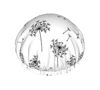 Cuffia da impermeabile mamma denti di leone soffio nero, cuffia elastica per capelli da bagno Protezione ambientale Cuffia da bagno per capelli, doppio strato impermeabile Cappello da