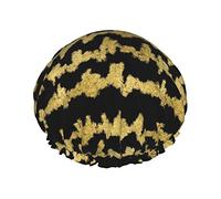 Cuffia da impermeabile nera a zig-zag glitter oro, cuffia da bagno elastica per capelli Cuffia da bagno per capelli con protezione ambientale, cappello da a doppio strato impermeabile