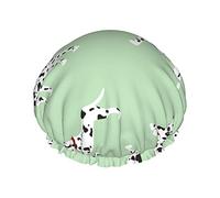 Cuffia da impermeabile per cani dalmata maculata bianca, cuffia elastica per capelli da bagno Cuffia da bagno per capelli con protezione ambientale, doppio strato impermeabile Cappello da doc