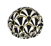 Cuffia da impermeabile per fan Art Déco, Cuffia per capelli da bagno elastica Cuffia da bagno per capelli con protezione ambientale, Doppio strato impermeabile Cappello da per il bagno