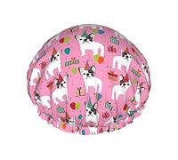 Cuffia da impermeabile per festa di compleanno del bulldog francese, cuffia elastica per capelli da bagno Cuffia da bagno per capelli con protezione ambientale, doppio strato impermeabile Cap