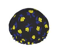 Cuffia da impermeabile senza cuciture floreale gialla, cuffia elastica per capelli da bagno Cuffia da bagno per capelli con protezione ambientale, doppio strato impermeabile Cappello da