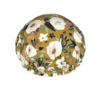 Cuffia da impermeabile vintage Florista senape, cuffia da bagno elastica per capelli Cuffia da bagno per capelli con protezione ambientale, doppio strato impermeabile Cappello da da ba