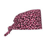 Cuffia da infermiere chirurgica regolabile con stampa leopardata, unisex, con fascia per il sudore
