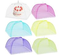 Cuffia da mosca, 6 pezzi, pieghevole, copertura per alimenti, per frutta, protezione contro le mosche, per cibo, barbecue, buffet, campeggio, picnic, pop-up (43 x 43 cm)