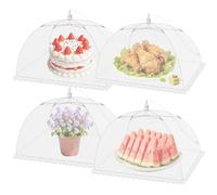 Cuffia da mosche, 4 pezzi, pieghevole, copertura per alimenti, per torte, per alimenti, barbecue, buffet, campeggio, picnic, pop-up (43 x 43 cm)