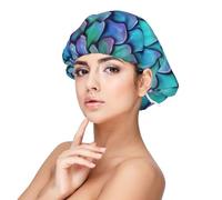 Cuffia da notte a forma di sirena, con squame di pesce, per la protezione dei capelli, per donne e uomini, in morbido raso, con fascia elastica, nero, taglia unica