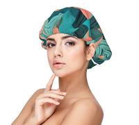 Cuffia da notte da donna con stampa di frecce corallo e foglia di tè per proteggere i capelli, comoda cuffia da notte per capelli ricci e lunghi, nero, taglia unica