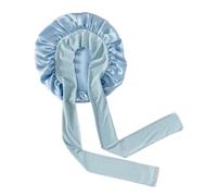 Cuffia da notte da donna in seta di gelso con ampia fascia elastica for la cura dei capelli intrecciati(Blue)