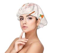 Cuffia da notte in raso con coniglio sorridente per adulti, protezione e comfort per capelli, colore nero, nero, taglia unica