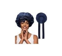 Cuffia da notte in raso per capelli naturali - 2 pezzi - Blu