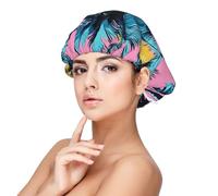 Cuffia da notte in raso rosa con stampa di palme morbide turbanti per donne e ragazze