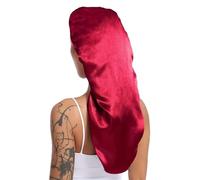 Cuffia da Notte in Seta 1pc Long Silky Sleep Bonnet for Straight Curly Hair Large Bonnets Braids, Satin Sleeping Caps(Dark red)