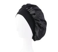 Cuffia da Notte in Seta Cappello da donna con bordo stretto elastico in seta liscia e satinata, for tutti i giorni, casa, casual, for dormire(Black)