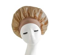 Cuffia da Notte in Seta Cappello da notte in raso, tessuto rotondo in seta, protezione for capelli, comfort, berretto for quattro stagioni(Gold)