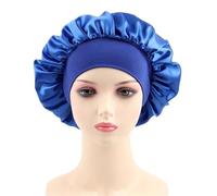 Cuffia da Notte in Seta Cappello da notte unisex in raso, elastico, a tesa larga, con fascia elastica, for la cura dei capelli(Blue)