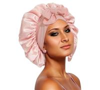 Cuffia da Notte in Seta Cuffia da donna con bordo largo, due code, elastica, in seta liscia, for tutti i giorni, for la casa, casual, for dormire(Light pink)