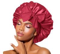 Cuffia da Notte in Seta Cuffia da donna con bordo largo, due code, elastica, in seta liscia, for tutti i giorni, for la casa, casual, for dormire(Dark red)