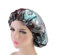 Cuffia da Notte in Seta Cuffia da notte grande in tessuto simile alla seta a doppio strato con fascia elastica for for la testa donna(Green)