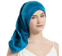 Cuffia da Notte in Seta Cuffia da notte in seta for capelli lunghi 60 * 33 cm donna, cuffia raso di dormire, adatta a tutti i tipi(Blue)