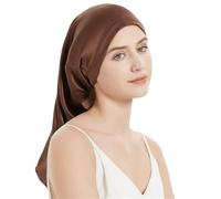 Cuffia da Notte in Seta Cuffia da notte in seta for capelli lunghi 60 * 33 cm donna, cuffia raso di dormire, adatta a tutti i tipi(Brown)