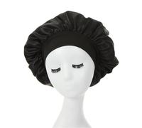 Cuffia da Notte in Seta Cuffia for capelli for donne che dormono, cuffia da notte a tesa larga, for ricci e for uomini(Black1)