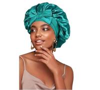 Cuffia da Notte in Seta Cuffia in seta for dormire, cuffia avvolgente capelli raso donna, verde a doppio strato con fascia ricci